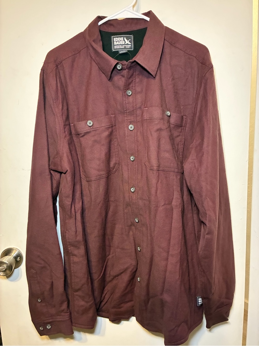 Eddie Bauer Men's Button-Up Shirt Jacket in Maroon